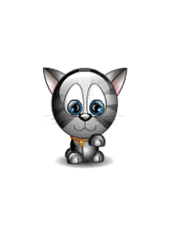 a cartoon cat with its eyes closed and a gold collar