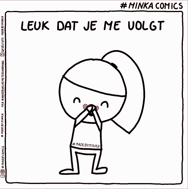 a drawing of a girl with hearts on her head and the words leuk dat je me volgt