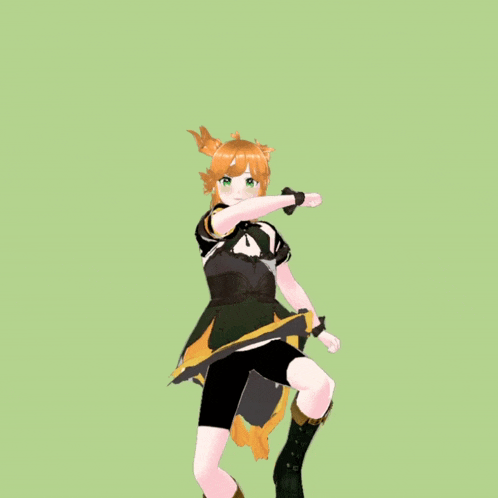 a 3d rendering of a girl with orange hair