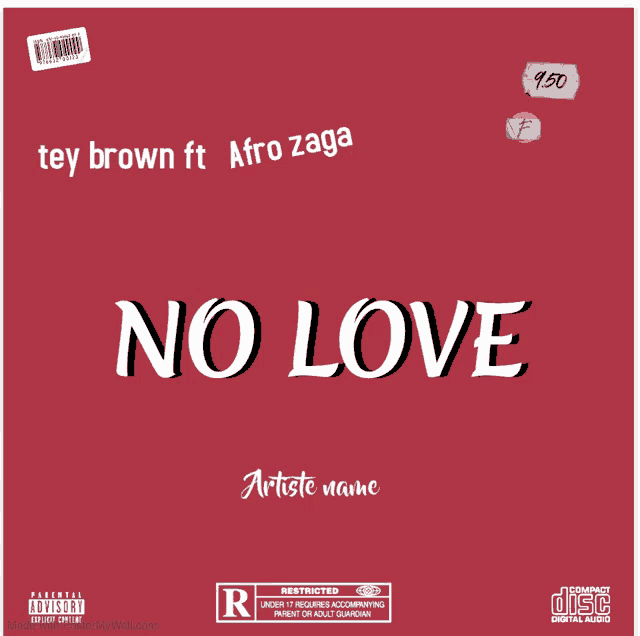 a cd cover for tey brown ft afro zaga called no love