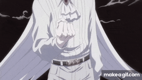 a man in a white shirt is making a fist in the air .