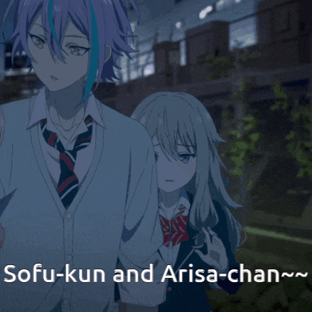 a couple of anime characters with the words sofu-kun and arisa-chan on the bottom