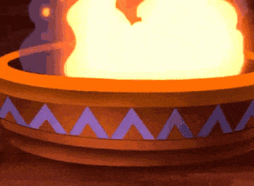 a cartoon drawing of a flame in a bowl