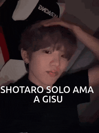 a person with a hat on their head with the words shotaro solo ama a gisu