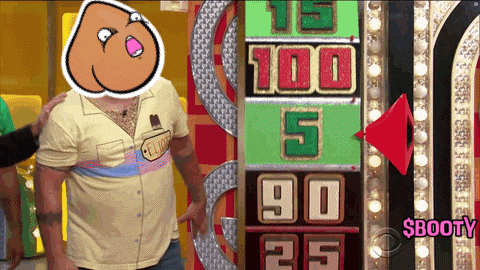 a man with a sticker on his face stands in front of a scoreboard that says $ booty