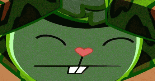 a close up of a cartoon character with a heart on its nose