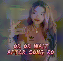 a picture of a woman with the words ok ok wait after song ko on the bottom