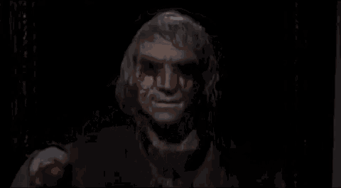 a man with blood coming out of his eyes and the words " and now the screaming starts " below him