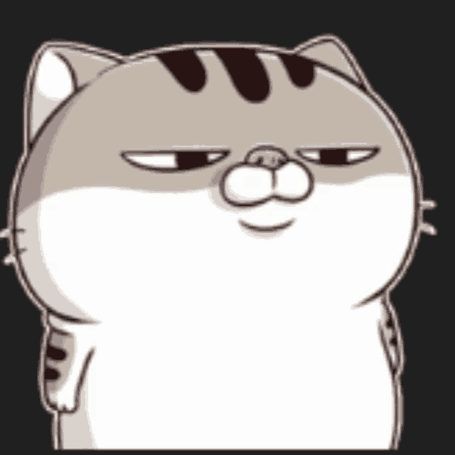 a cartoon cat is making a funny face with his eyes closed