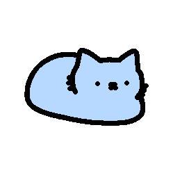 a pixel art drawing of a blue cat laying down on a white background