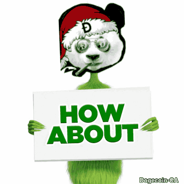 a panda wearing a santa hat is holding a sign that says " no worries about "