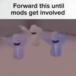 a group of ghosts are dancing in a video game and the caption says forward this until mods get involved .
