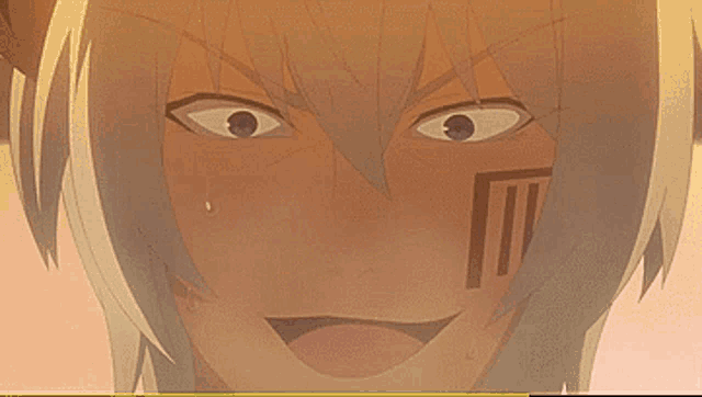 a close up of a cartoon character 's face with a surprised look on his face