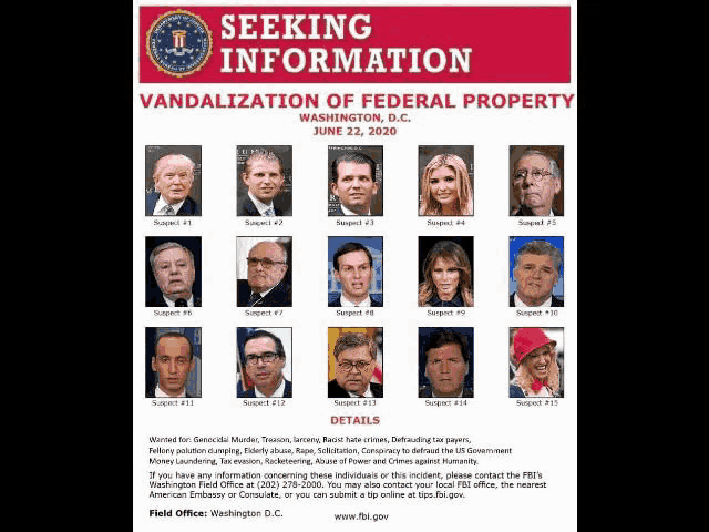 a seeking information flyer for vandalization of federal property