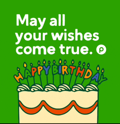 a green birthday card with a cake and candles that say happy birthday