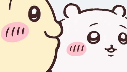 a cartoon drawing of a pig and a bear with circles around their eyes