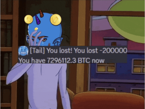 a cartoon character has a message that says " tail you lost "