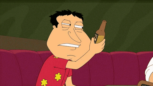 a cartoon character holding a bottle that says corona