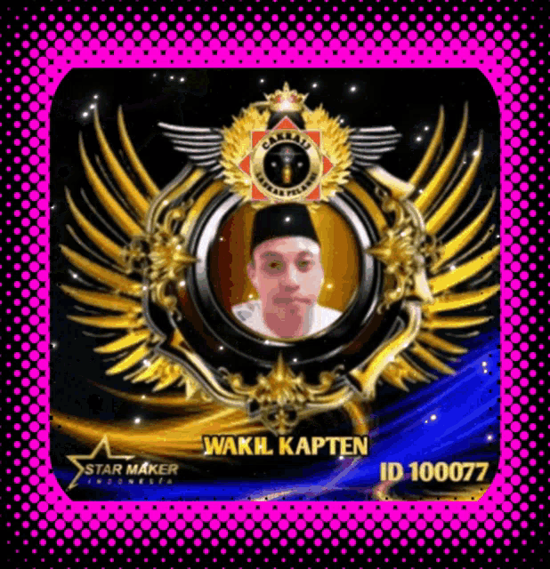 a picture of a man in a star maker emblem