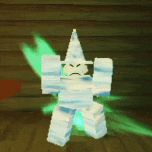 a cartoon character with a wizard hat on