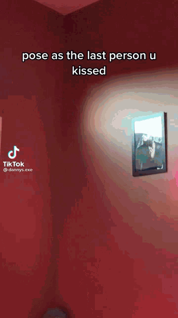 a tiktok video shows a person in a pose as the last person they kissed