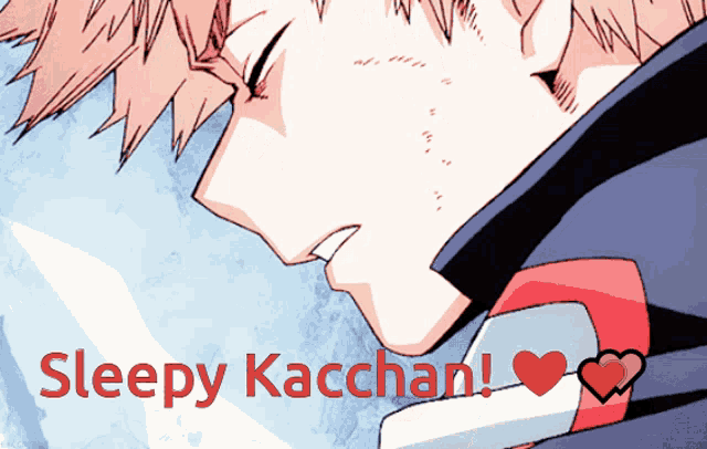 a drawing of a man with the words sleepy kacchan written below him