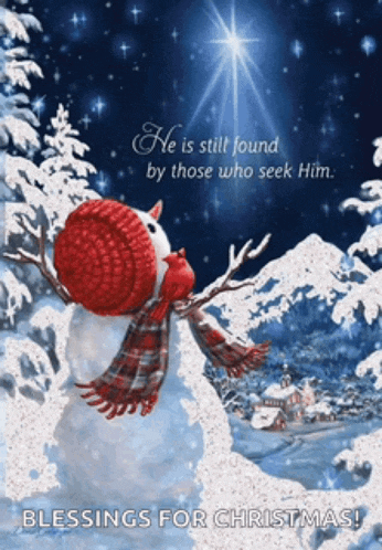 a christmas card with a snowman and a quote that says blessings for christmas