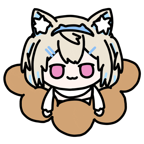 a drawing of a girl with cat ears and a cloud