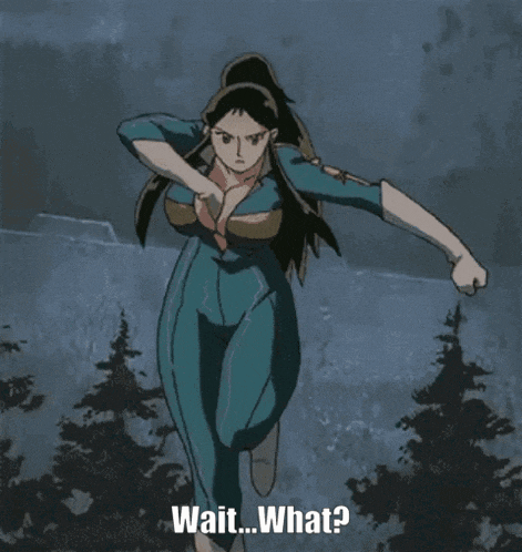 a cartoon of a woman holding a cannon and the words wait what