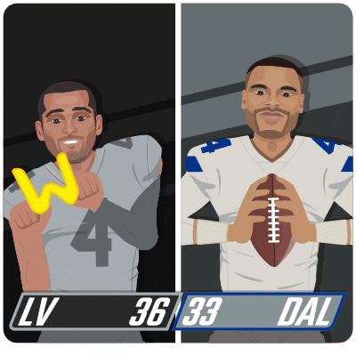 an illustration of two football players with lv 36 33 dal written above them