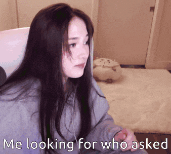 a woman sitting in a chair with the words me looking for who asked