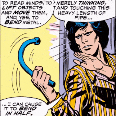 a comic strip shows a man holding a blue pipe and says to read minds