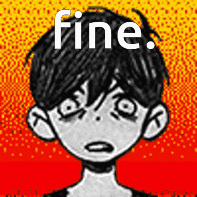 a black and white drawing of a boy with the word fine written on it