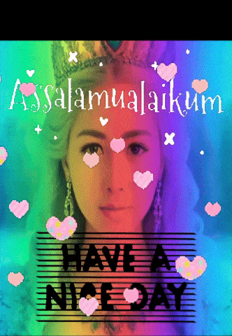 a woman with a crown on her head is surrounded by pink hearts and the words " have a nice day "