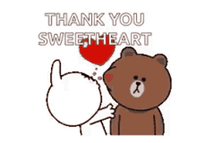 a brown bear is kissing a white rabbit with a red heart in the background .