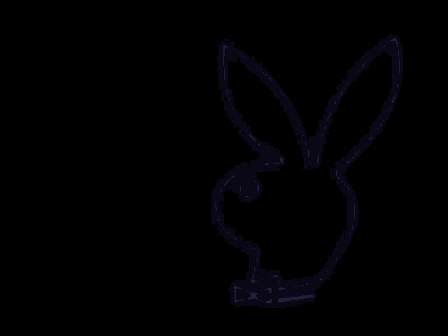 a neon blue playboy bunny with a bow tie