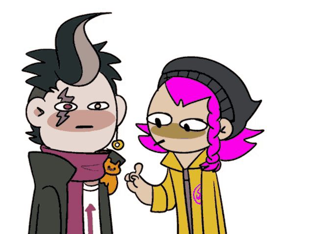 a cartoon of a man and a girl talking
