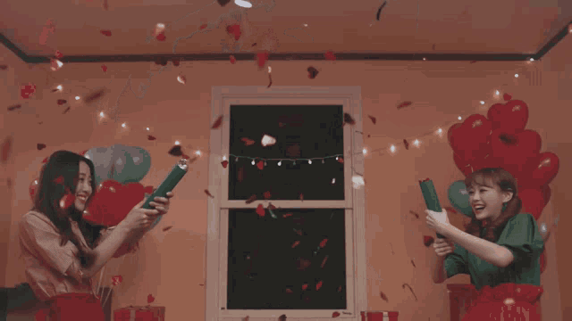 feathers are falling on a woman 's head in slow motion