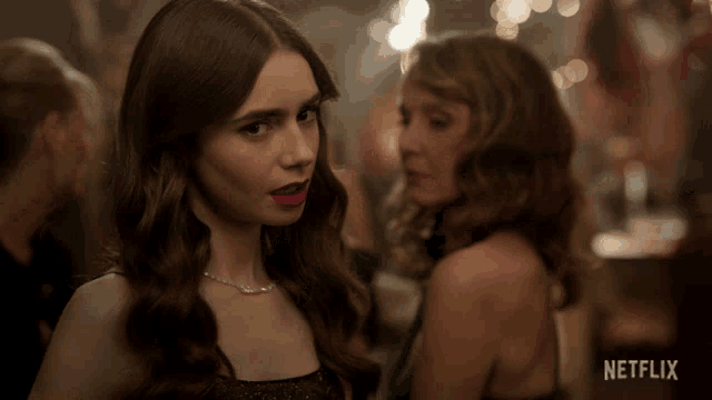 a netflix ad shows a woman in a black dress and a woman in a green dress