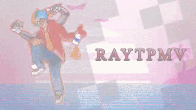 a poster for raytpmv shows a man holding a spray can in his hand