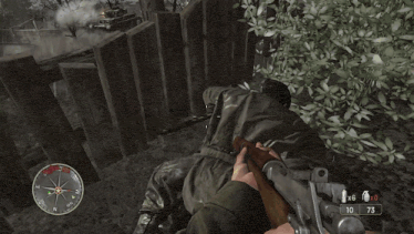 a video game with a compass pointing to the northwest