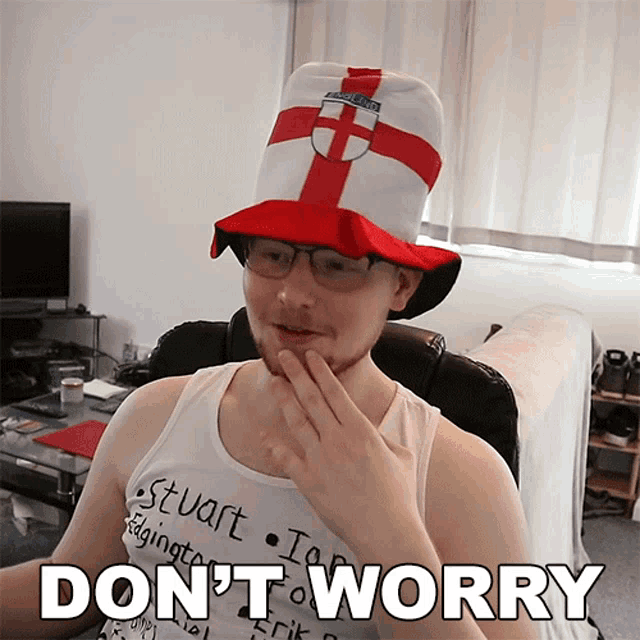 a man wearing a hat that says " england " on it