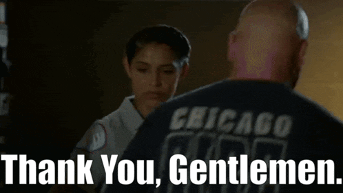 a man says thank you gentlemen in front of a brick wall