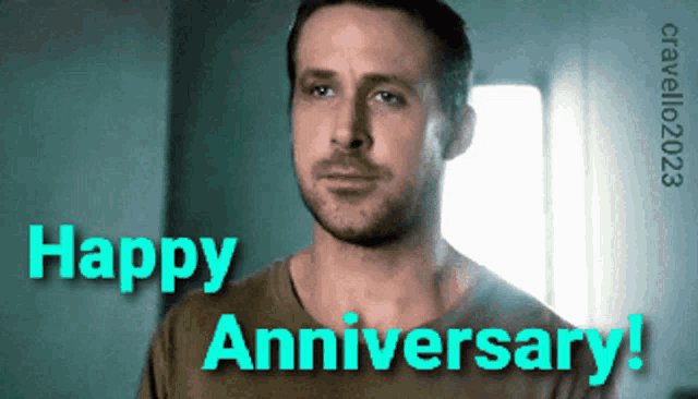 a picture of a man with the words happy anniversary below him