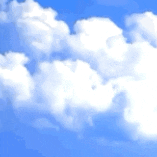 a person is standing on top of a cloud in a blue sky .