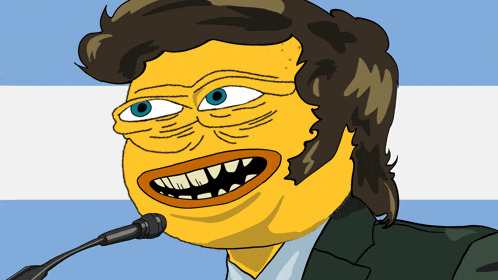 a cartoon of a man speaking into a microphone with his mouth open