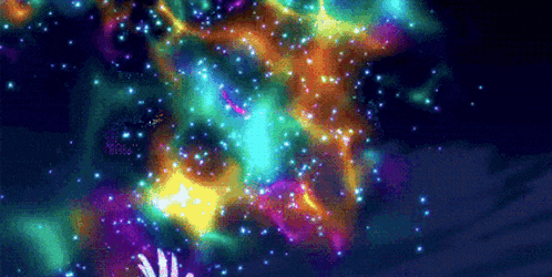 a computer generated image of a colorful galaxy with stars flying through it