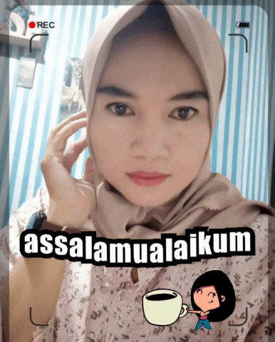 a woman wearing a hijab and a cup of coffee with the words assalamualaikum on the bottom