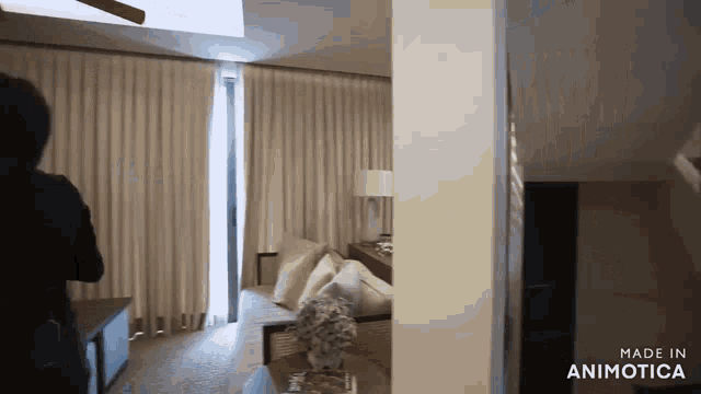 a room with a couch and a table made in animatica
