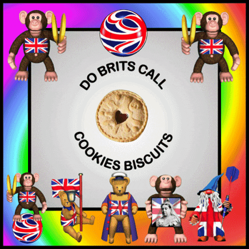 a sign that says do brits call cookies and biscuits